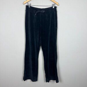 Coolibar Beach Velour Pants Women Small Black Pull On Drawstring UPF 50 Wide Leg